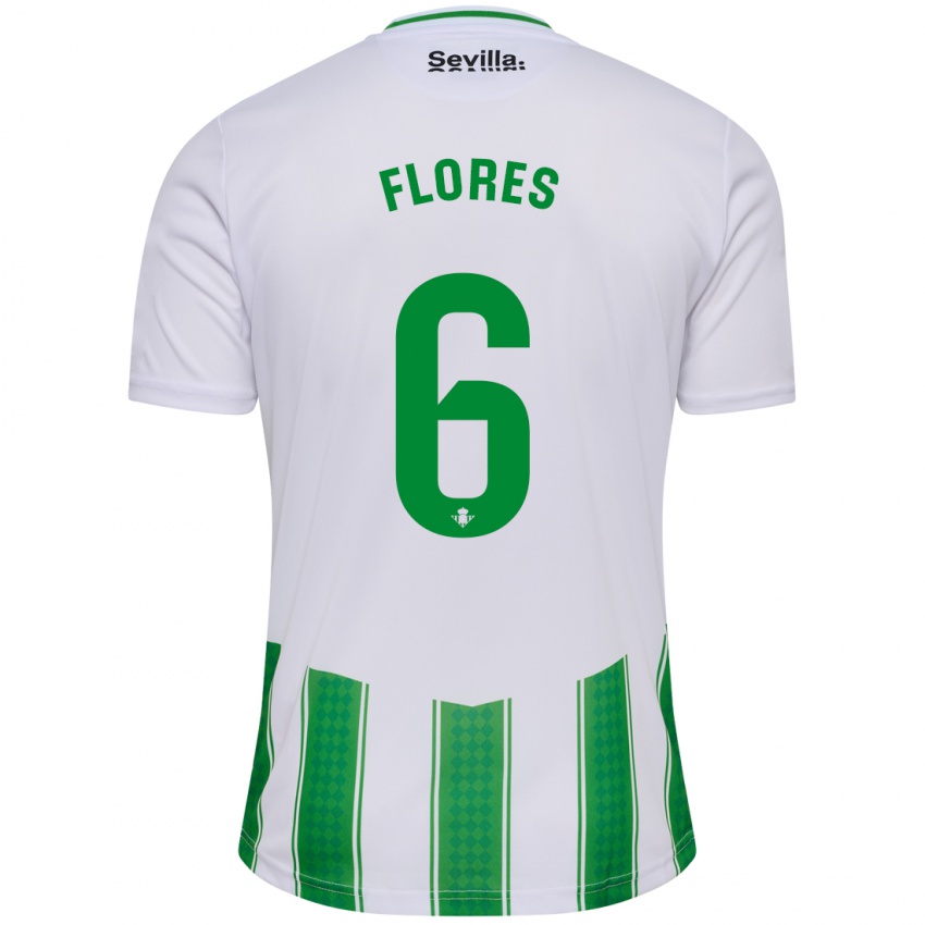 Mulher Camisola Mateo Flores #6 Branco Principal 2023/24 Camisa Brasil