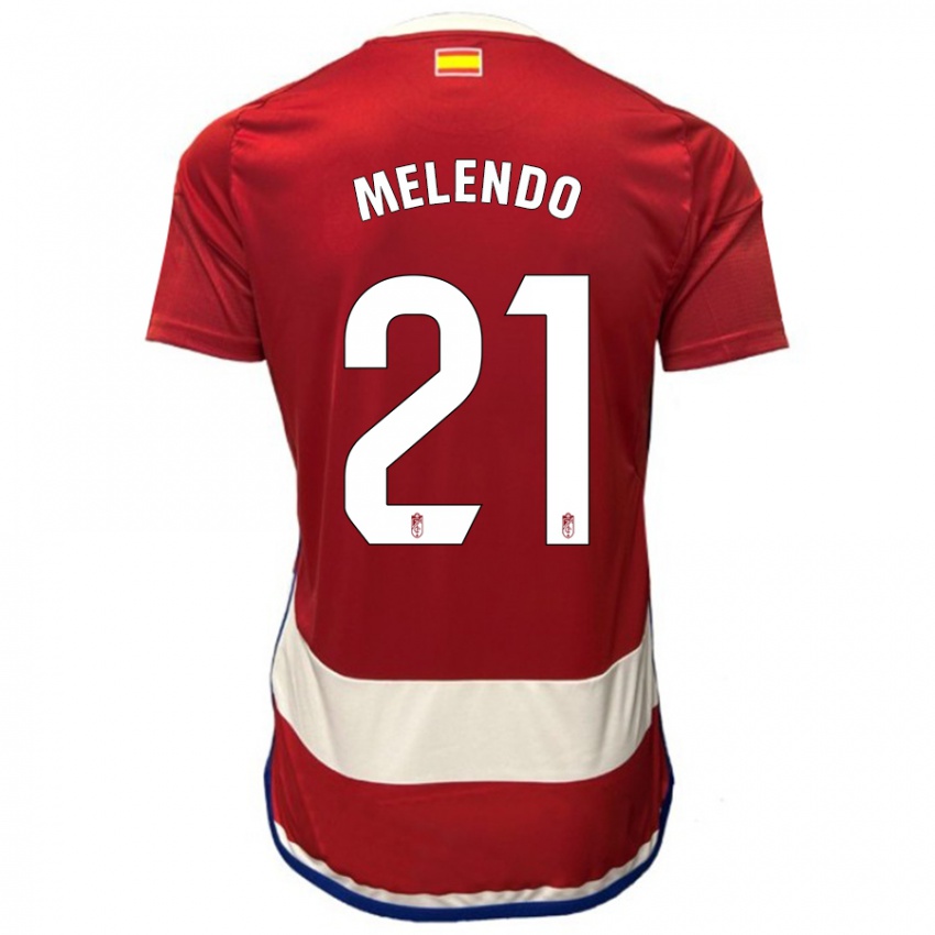 Mulher Camisola Óscar Melendo #21 Vermelho Principal 2023/24 Camisa Brasil