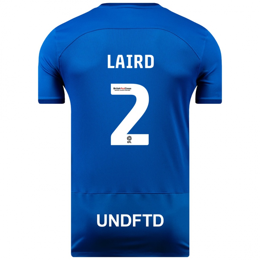 Mulher Camisola Ethan Laird #2 Azul Principal 2023/24 Camisa Brasil