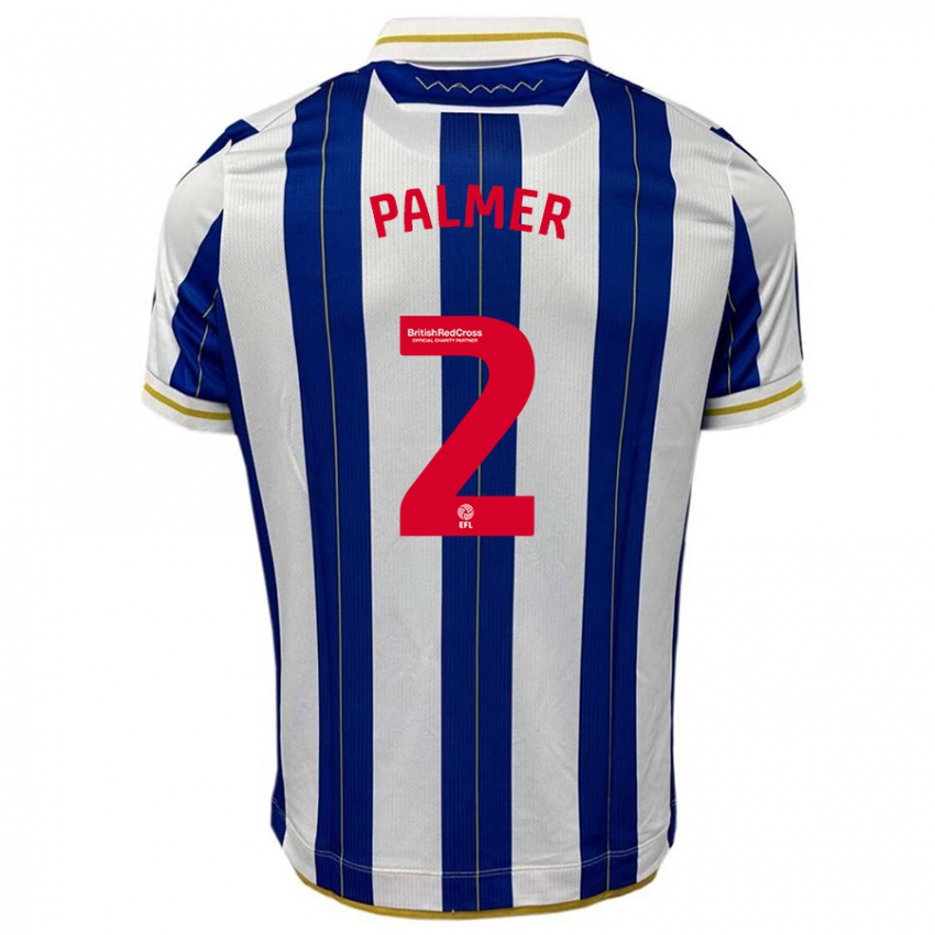 Mulher Camisola Liam Palmer #2 Branco Azulado Principal 2023/24 Camisa Brasil