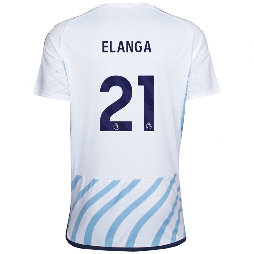 Mulher Camisola Anthony Elanga #21 Branco Azul Alternativa 2023/24 Camisa Brasil