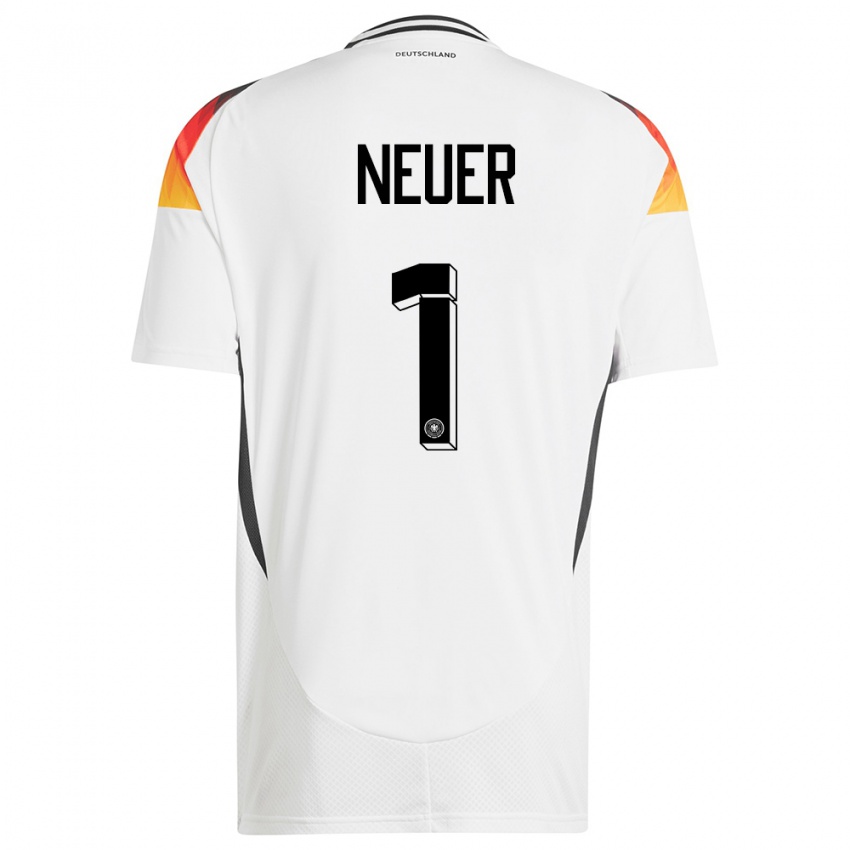 Criança Camisola Alemanha Manuel Neuer #1 Branco Principal 24-26 Camisa Brasil
