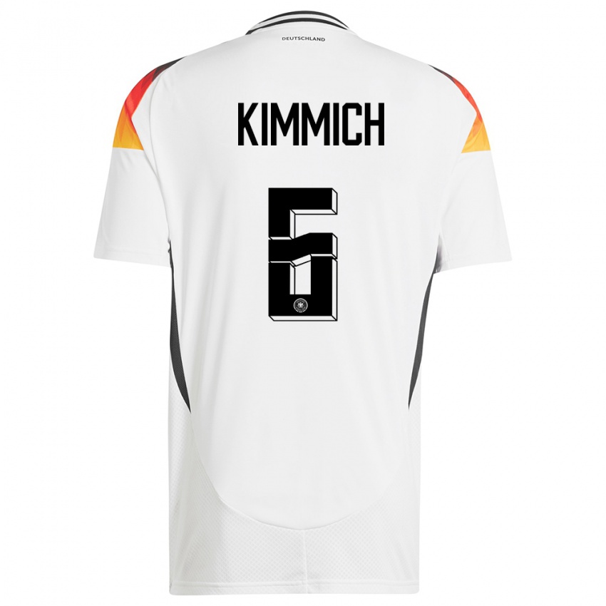 Criança Camisola Alemanha Joshua Kimmich #6 Branco Principal 24-26 Camisa Brasil