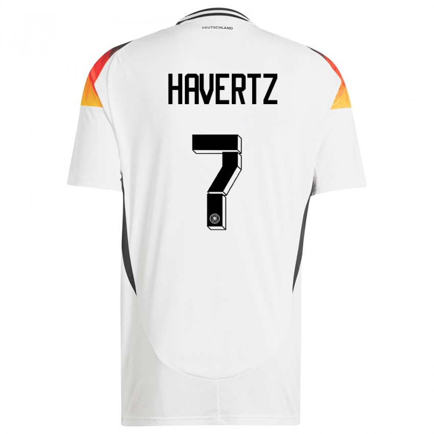 Criança Camisola Alemanha Kai Havertz #7 Branco Principal 24-26 Camisa Brasil