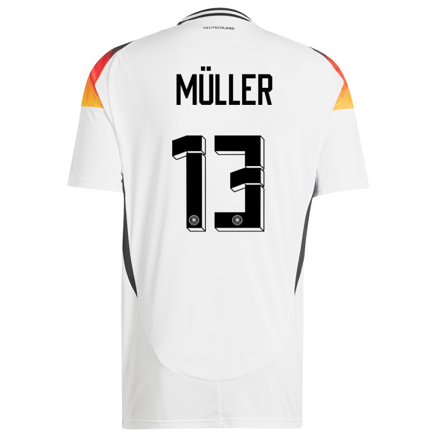 Criança Camisola Alemanha Thomas Muller #13 Branco Principal 24-26 Camisa Brasil