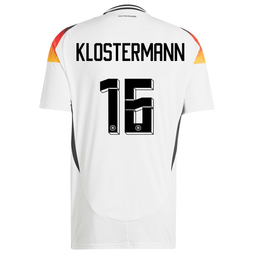 Criança Camisola Alemanha Lukas Klostermann #16 Branco Principal 24-26 Camisa Brasil