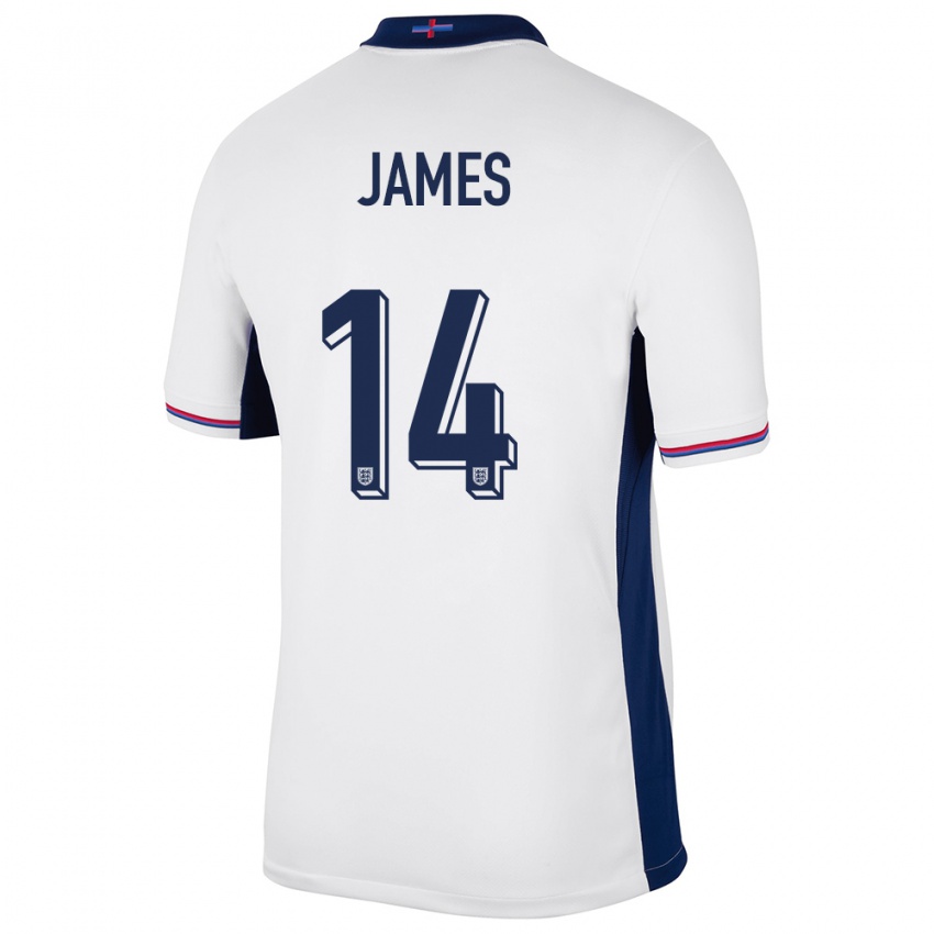 Criança Camisola Inglaterra Reece James #14 Branco Principal 24-26 Camisa Brasil