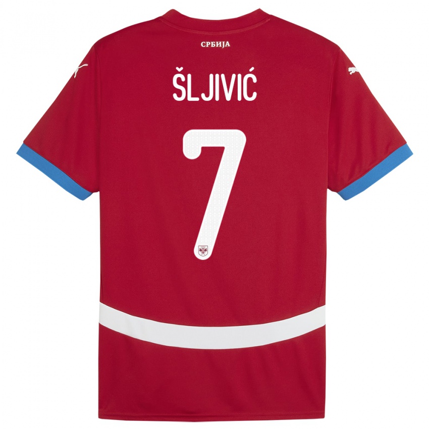 Criança Camisola Sérvia Jovan Sljivic #7 Vermelho Principal 24-26 Camisa Brasil
