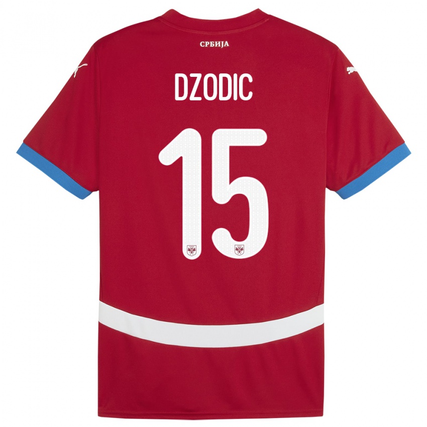 Criança Camisola Sérvia Stefan Dzodic #15 Vermelho Principal 24-26 Camisa Brasil