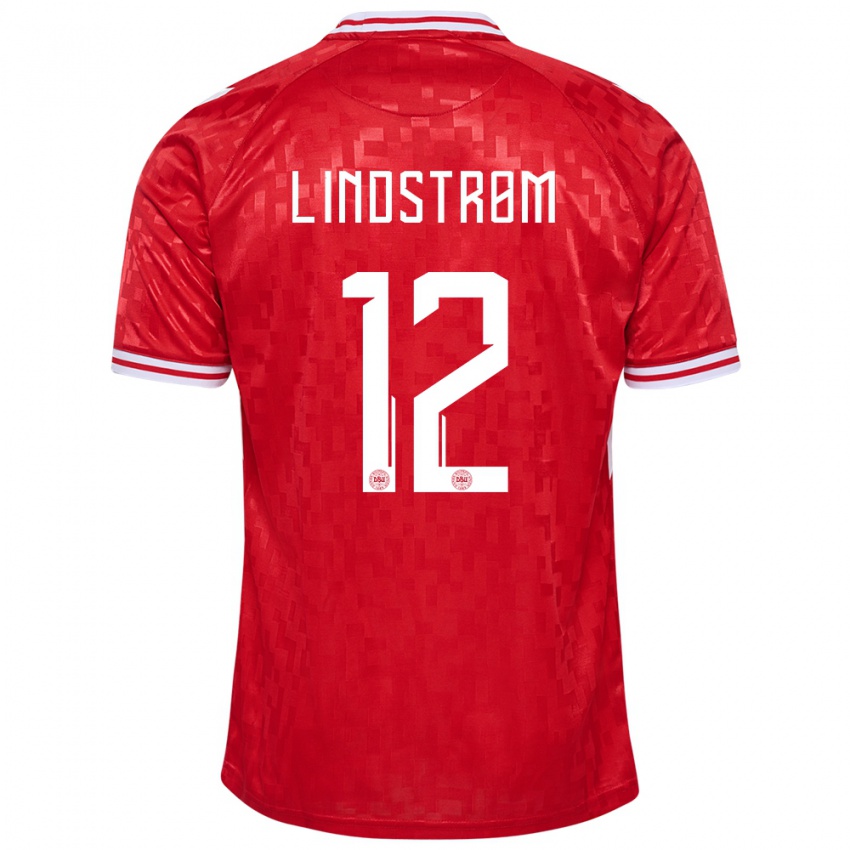 Criança Camisola Dinamarca Jesper Lindstrom #12 Vermelho Principal 24-26 Camisa Brasil