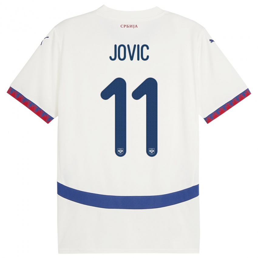 Criança Camisola Sérvia Luka Jovic #11 Branco Alternativa 24-26 Camisa Brasil