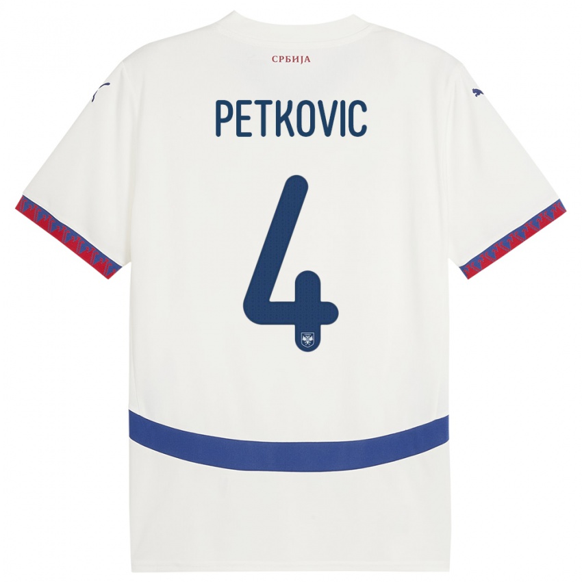 Criança Camisola Sérvia Nikola Petkovic #4 Branco Alternativa 24-26 Camisa Brasil