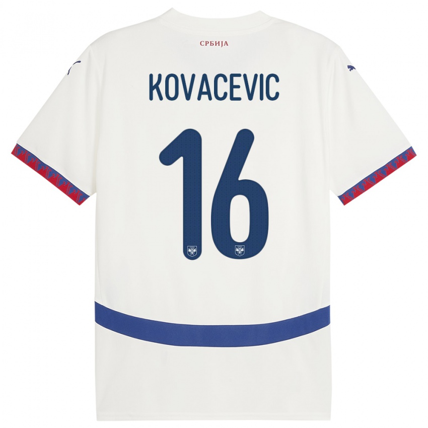 Criança Camisola Sérvia Bojan Kovacevic #16 Branco Alternativa 24-26 Camisa Brasil