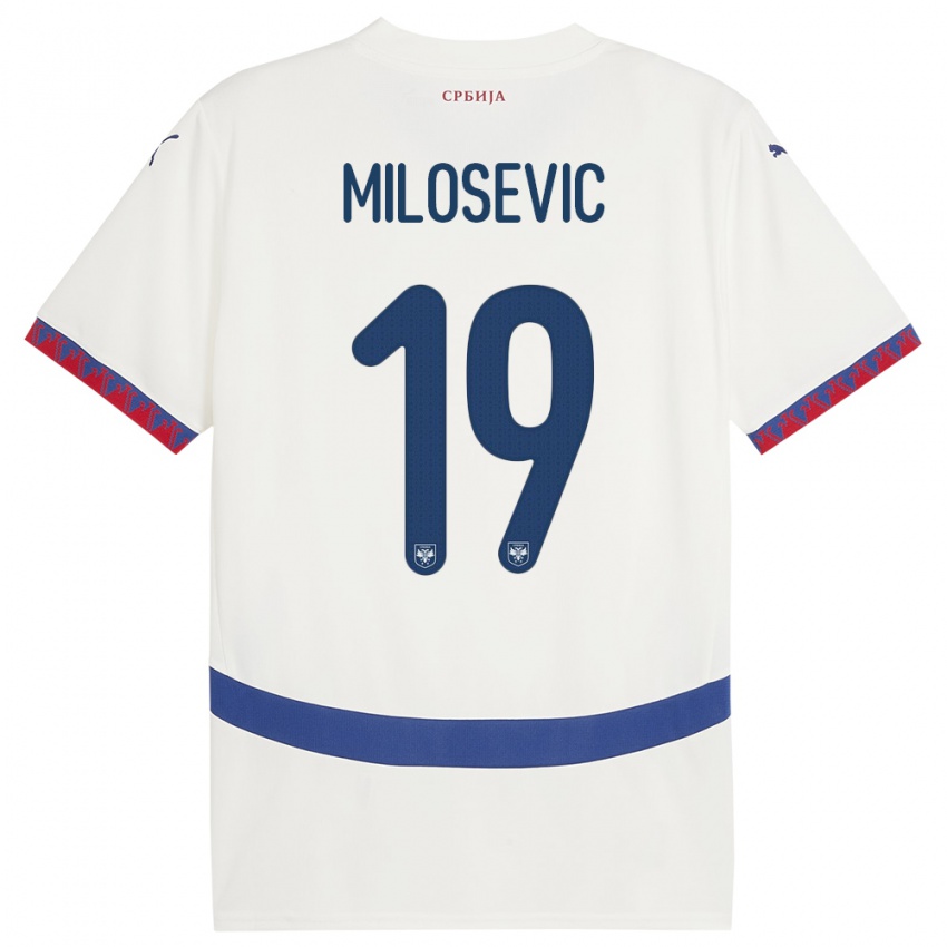 Criança Camisola Sérvia Jovan Milosevic #19 Branco Alternativa 24-26 Camisa Brasil