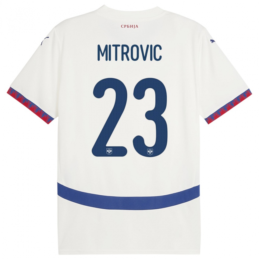Criança Camisola Sérvia Vuk Mitrovic #23 Branco Alternativa 24-26 Camisa Brasil