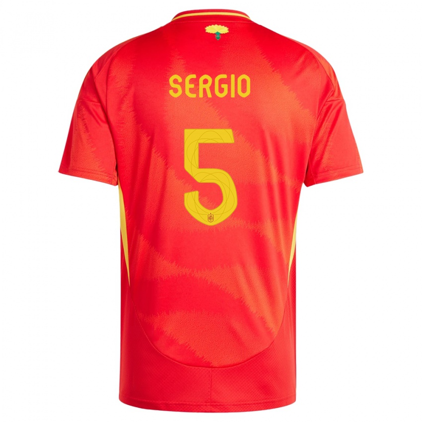 Homem Camisola Espanha Sergio Busquets #5 Vermelho Principal 24-26 Camisa Brasil