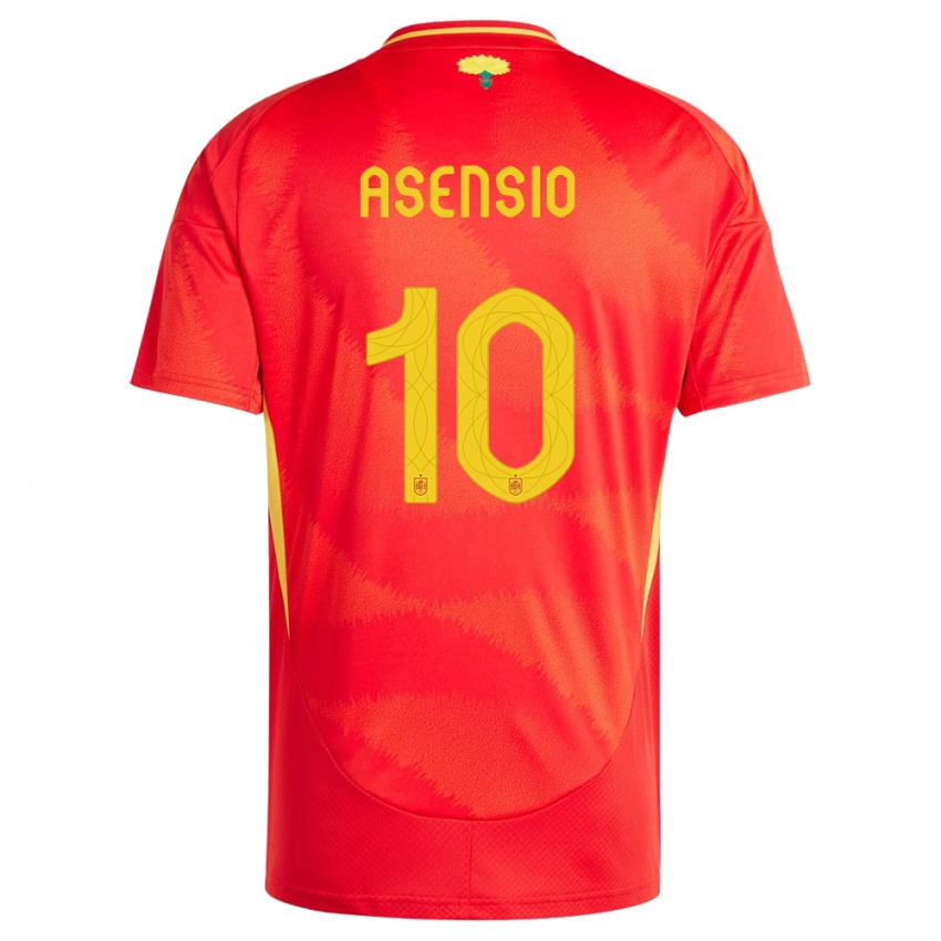 Homem Camisola Espanha Marco Asensio #10 Vermelho Principal 24-26 Camisa Brasil
