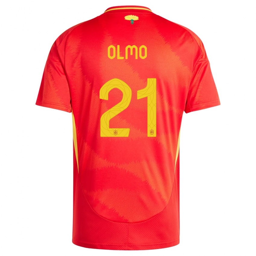 Homem Camisola Espanha Dani Olmo #21 Vermelho Principal 24-26 Camisa Brasil