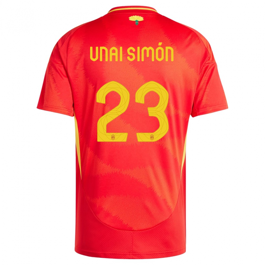 Homem Camisola Espanha Unai Simon #23 Vermelho Principal 24-26 Camisa Brasil