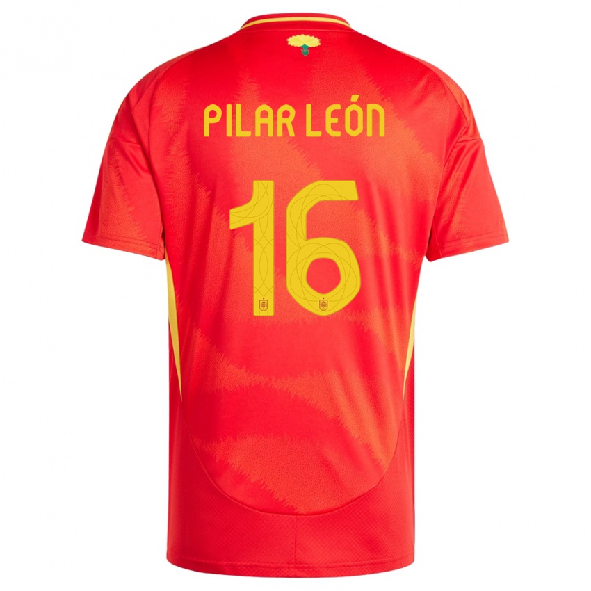 Homem Camisola Espanha Maria Pilar Leon #16 Vermelho Principal 24-26 Camisa Brasil