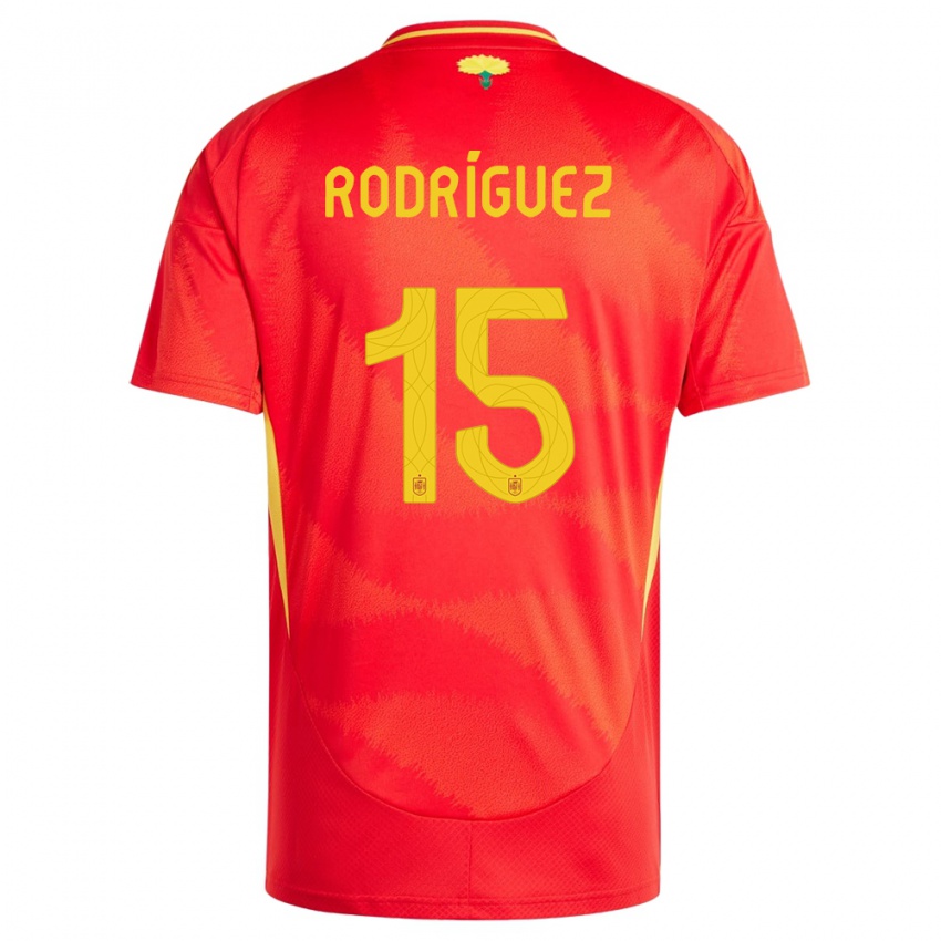 Homem Camisola Espanha Dani Rodriguez #15 Vermelho Principal 24-26 Camisa Brasil