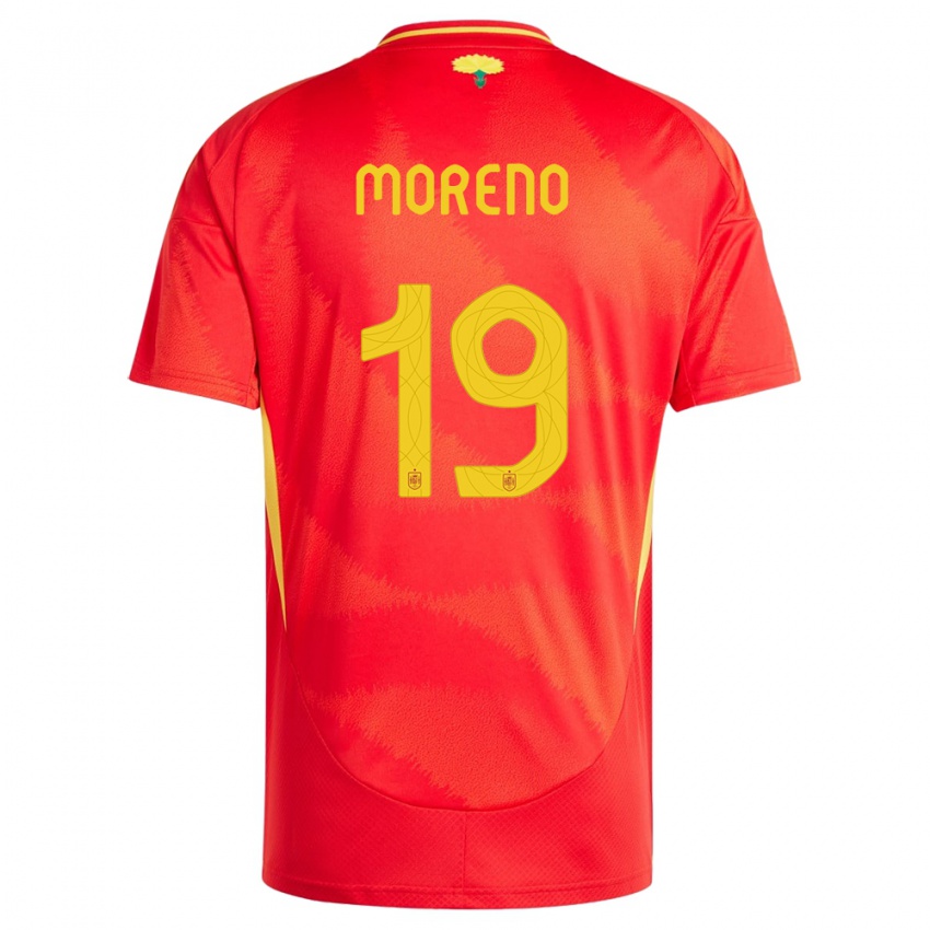 Homem Camisola Espanha Victor Moreno #19 Vermelho Principal 24-26 Camisa Brasil