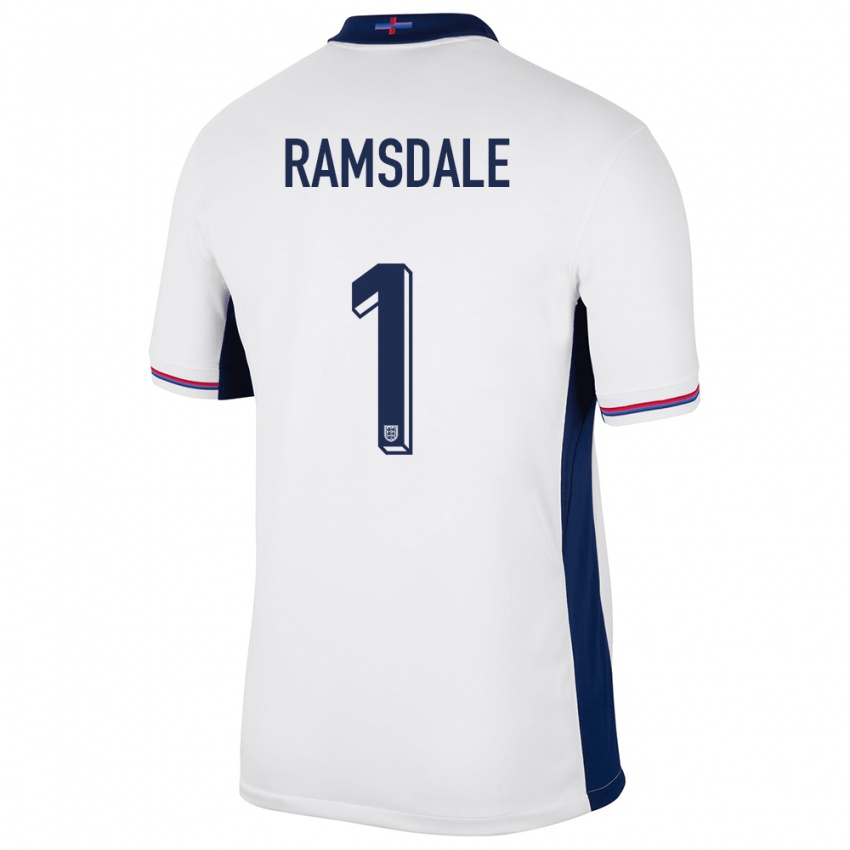 Homem Camisola Inglaterra Aaron Ramsdale #1 Branco Principal 24-26 Camisa Brasil