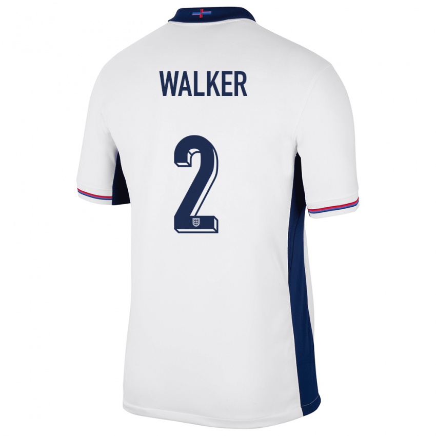 Homem Camisola Inglaterra Kyle Walker #2 Branco Principal 24-26 Camisa Brasil