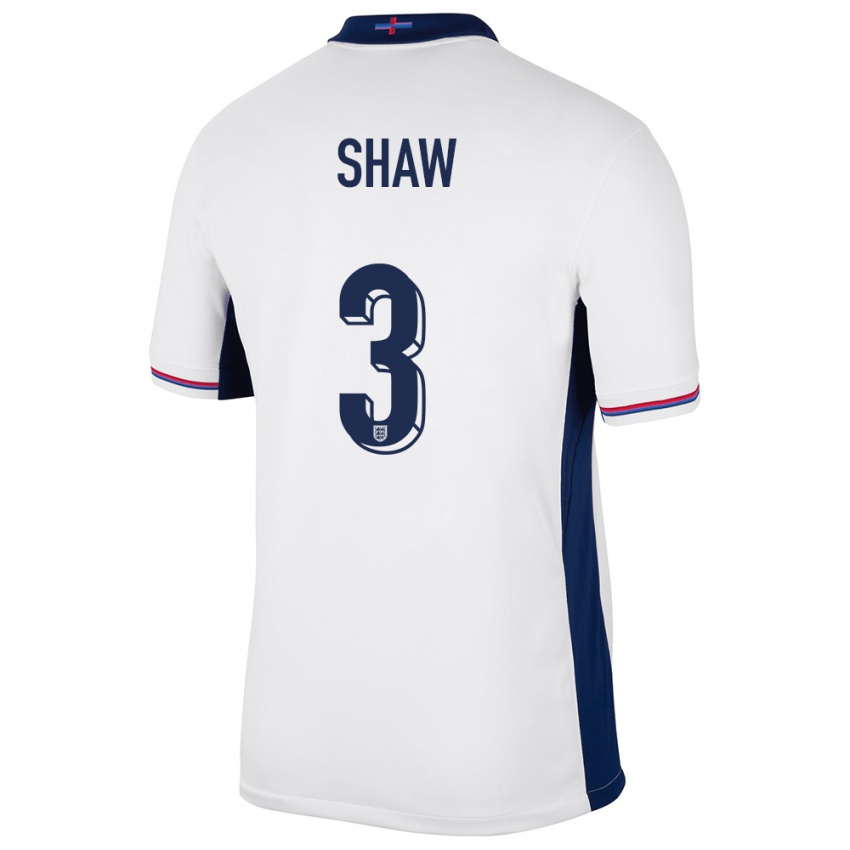 Homem Camisola Inglaterra Luke Shaw #3 Branco Principal 24-26 Camisa Brasil
