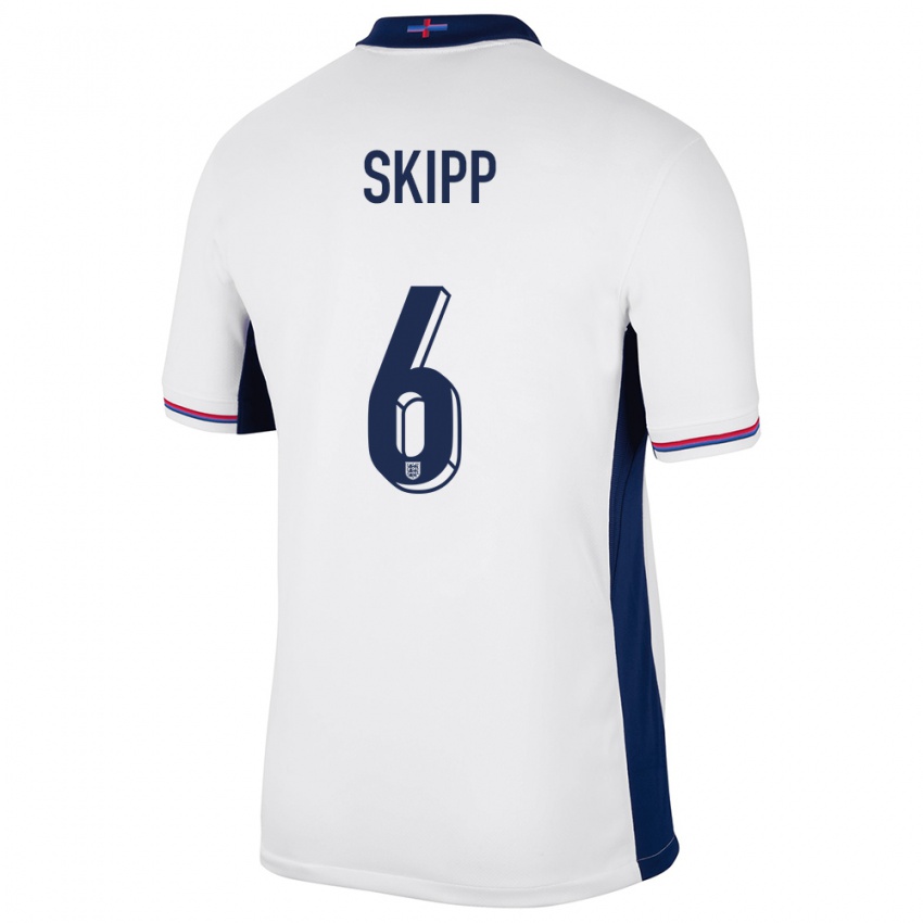 Homem Camisola Inglaterra Oliver Skipp #6 Branco Principal 24-26 Camisa Brasil