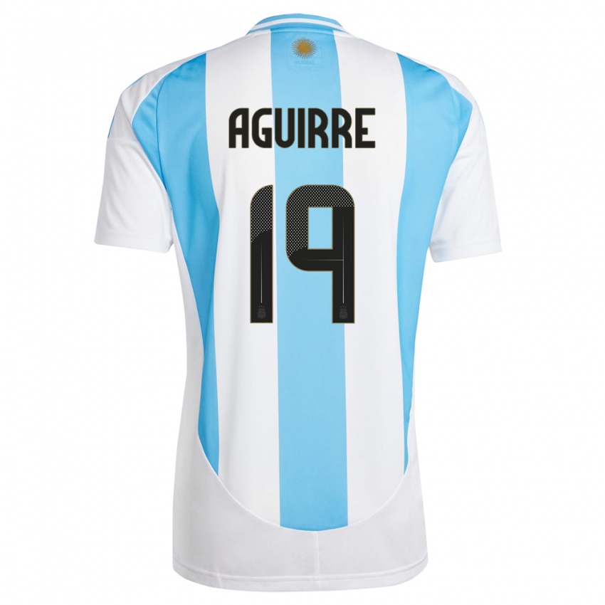 Homem Camisola Argentina Brian Aguirre #19 Branco Azul Principal 24-26 Camisa Brasil
