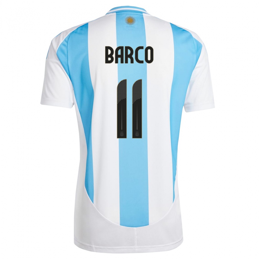 Homem Camisola Argentina Ezequiel Barco #11 Branco Azul Principal 24-26 Camisa Brasil