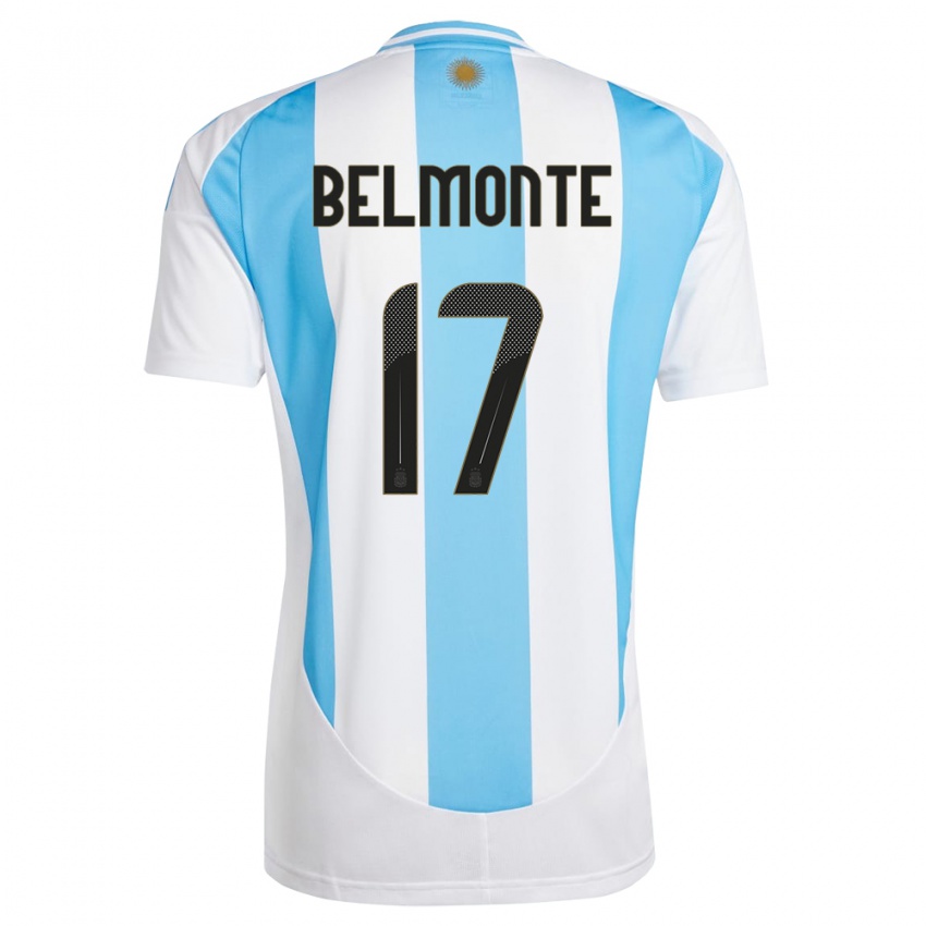 Homem Camisola Argentina Tomas Belmonte #17 Branco Azul Principal 24-26 Camisa Brasil