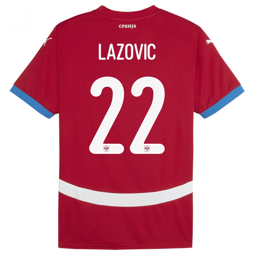 Homem Camisola Sérvia Darko Lazovic #22 Vermelho Principal 24-26 Camisa Brasil