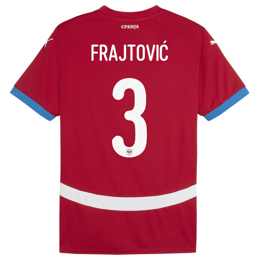 Homem Camisola Sérvia Andela Frajtovic #3 Vermelho Principal 24-26 Camisa Brasil