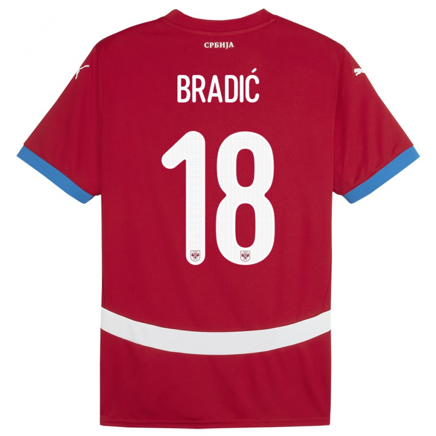 Homem Camisola Sérvia Biljana Bradic #18 Vermelho Principal 24-26 Camisa Brasil