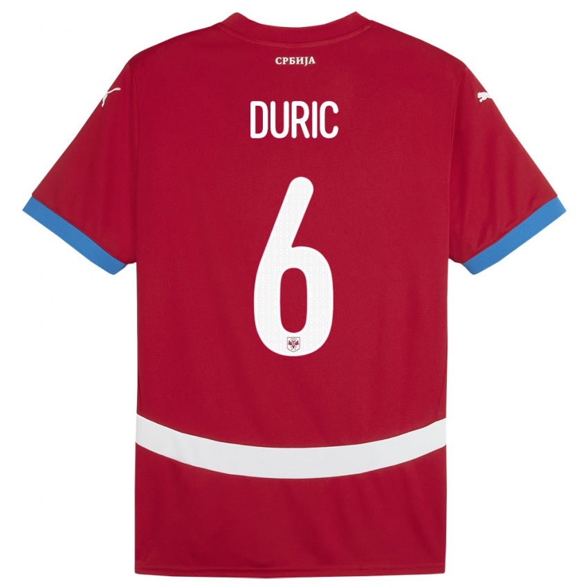 Homem Camisola Sérvia Andrej Duric #6 Vermelho Principal 24-26 Camisa Brasil
