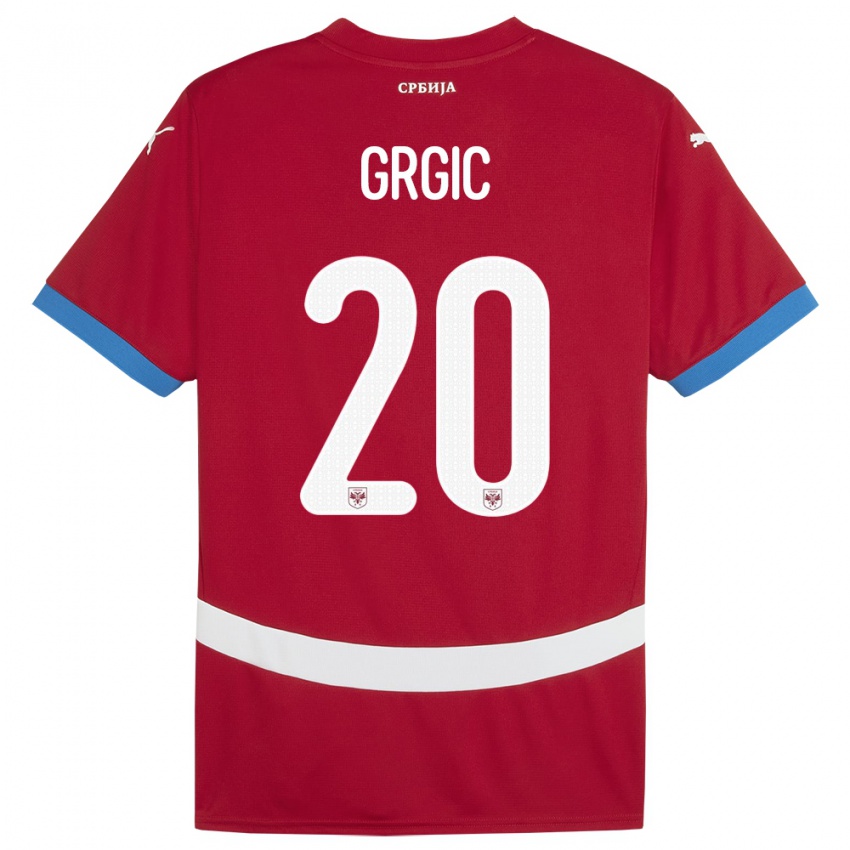 Homem Camisola Sérvia Dario Grgic #20 Vermelho Principal 24-26 Camisa Brasil