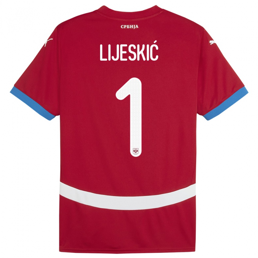 Homem Camisola Sérvia Luka Lijeskic #1 Vermelho Principal 24-26 Camisa Brasil