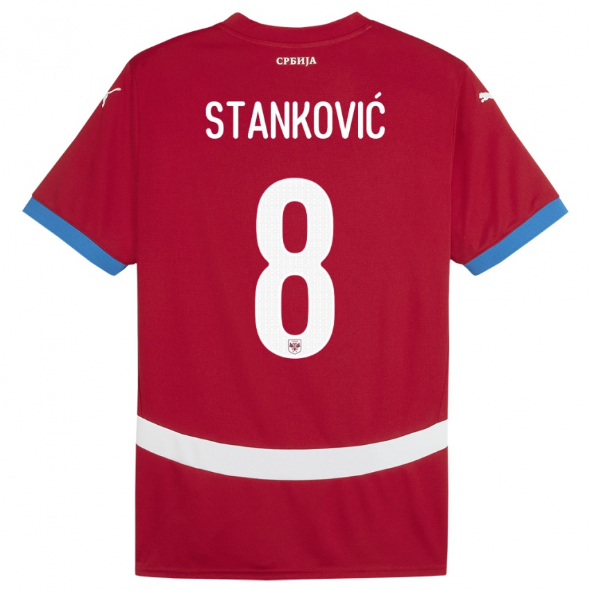 Homem Camisola Sérvia Aleksandar Stankovic #8 Vermelho Principal 24-26 Camisa Brasil