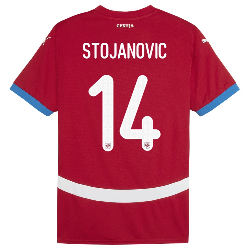 Homem Camisola Sérvia Matija Stojanovic #14 Vermelho Principal 24-26 Camisa Brasil