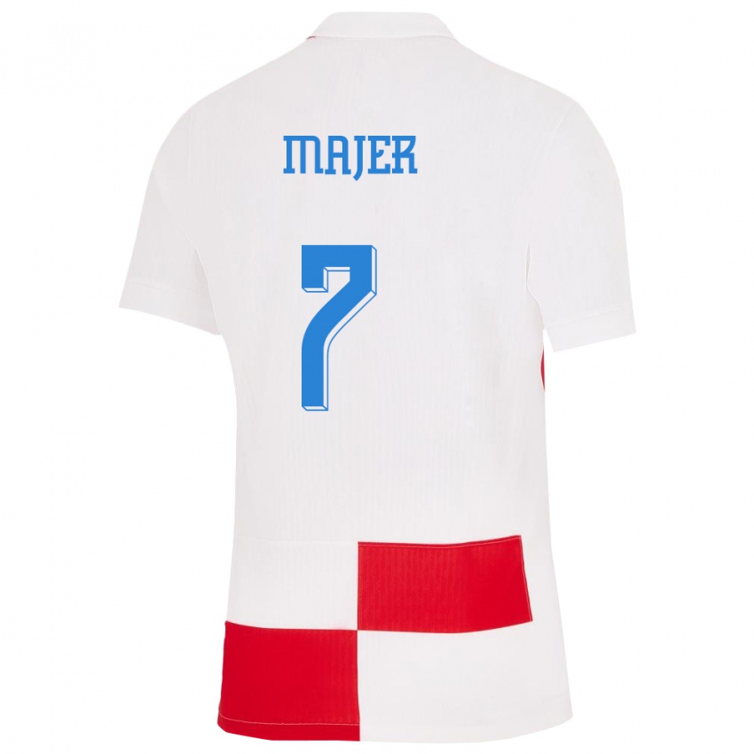 Homem Camisola Croácia Lovro Majer #7 Branco Vermelho Principal 24-26 Camisa Brasil