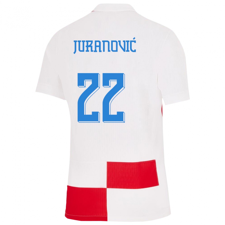 Homem Camisola Croácia Josip Juranovic #22 Branco Vermelho Principal 24-26 Camisa Brasil