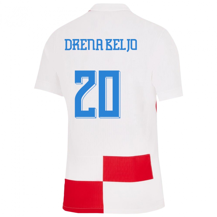 Homem Camisola Croácia Dion Drena Beljo #20 Branco Vermelho Principal 24-26 Camisa Brasil