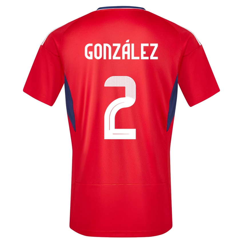 Homem Camisola Costa Rica Julian Gonzalez #2 Vermelho Principal 24-26 Camisa Brasil