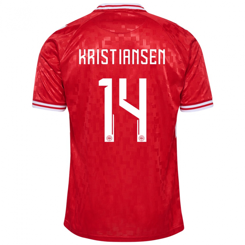 Homem Camisola Dinamarca Victor Kristiansen #14 Vermelho Principal 24-26 Camisa Brasil