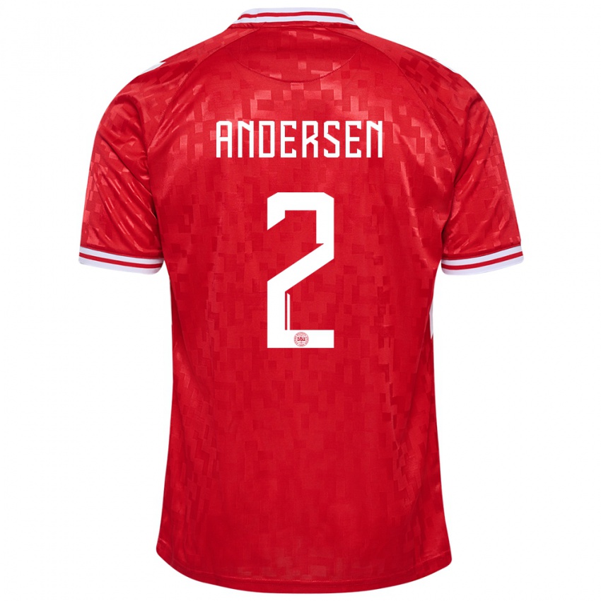 Homem Camisola Dinamarca Joachim Andersen #2 Vermelho Principal 24-26 Camisa Brasil