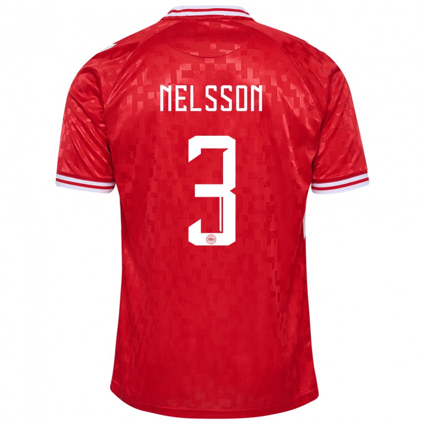 Homem Camisola Dinamarca Victor Nelsson #3 Vermelho Principal 24-26 Camisa Brasil