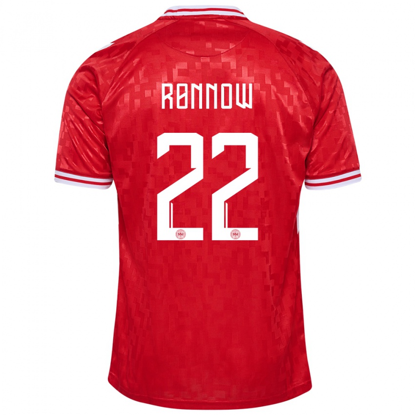 Homem Camisola Dinamarca Frederik Ronnow #22 Vermelho Principal 24-26 Camisa Brasil