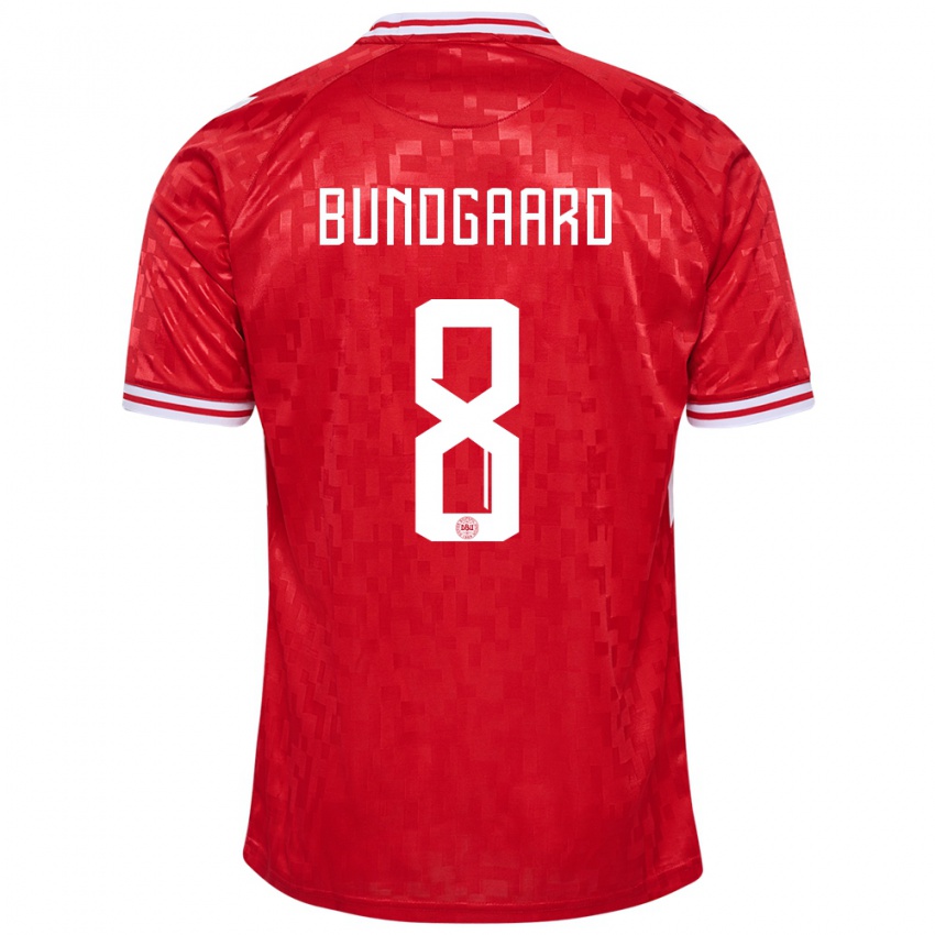 Homem Camisola Dinamarca Filip Bundgaard #8 Vermelho Principal 24-26 Camisa Brasil